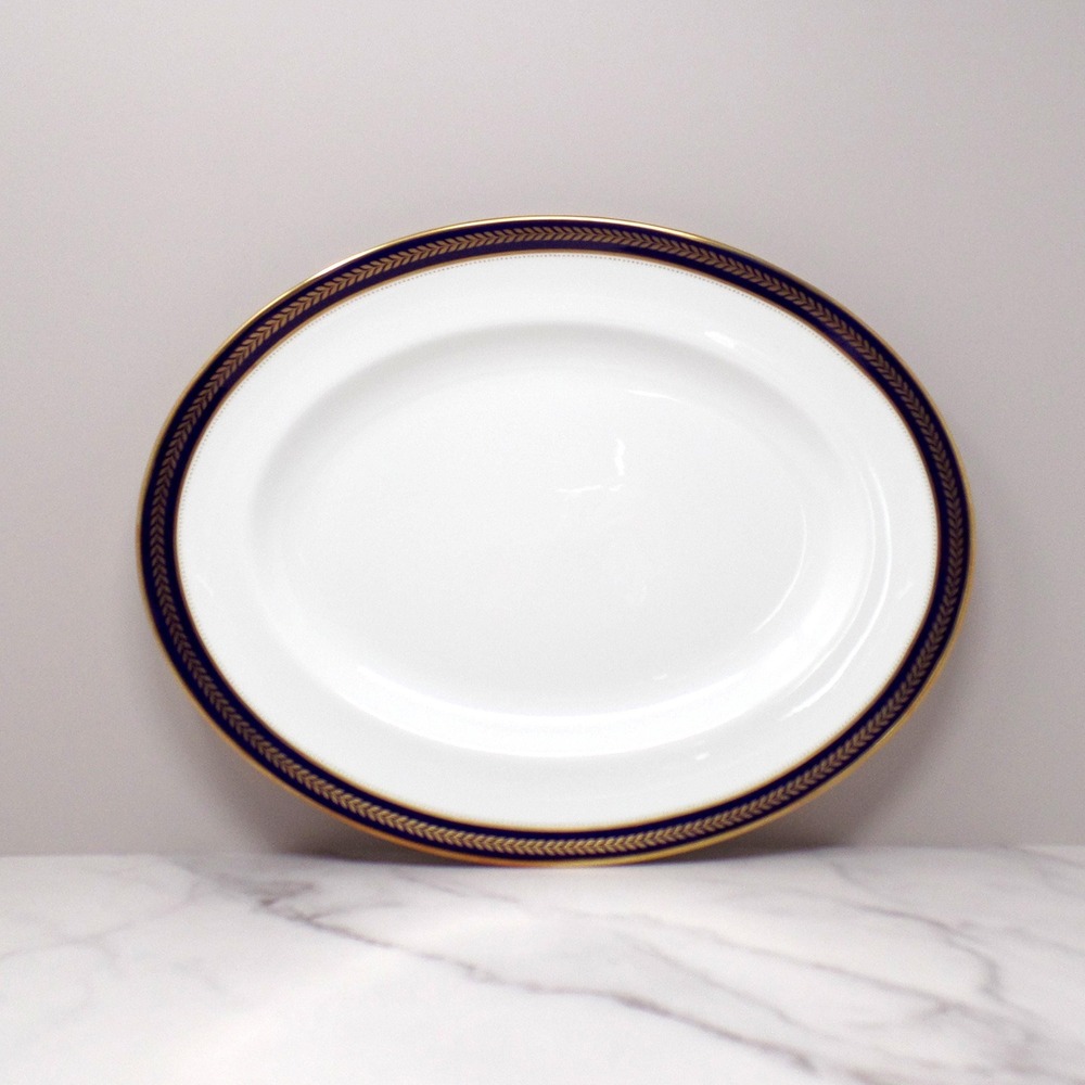 Vintage Coalport Bone China Blue Wheat Large 14" Serving Platter
